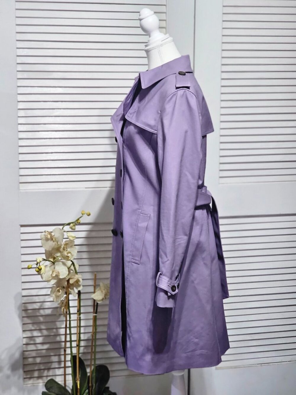 NWOT Hobbs London Women's Lavender Saskia Double-Breasted Trench Coat Sz 10 3299 - Picture 4 of 16
